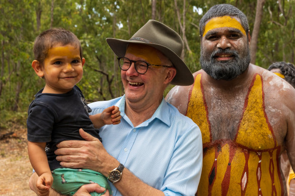 Prime Minister Anthony Albanese at the annual Garma festival in East Arnhem in July.