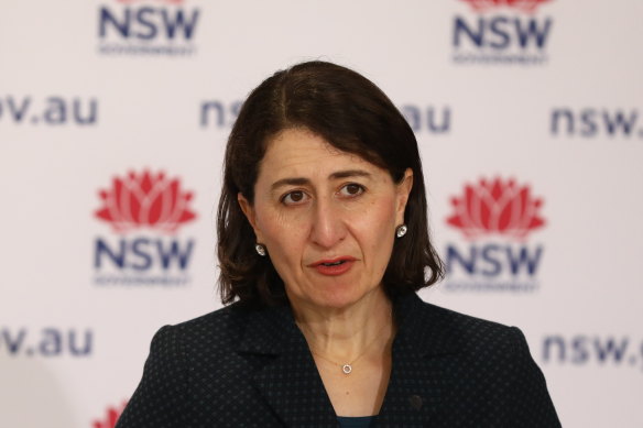 NSW Premier Gladys Berejiklian at Friday’s COVID-19 briefing.