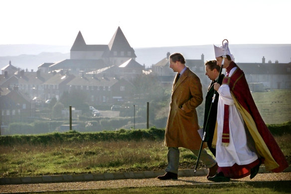 The Prince of Wales attends a consecration ceremony at Poundbury cemetery in 2004.