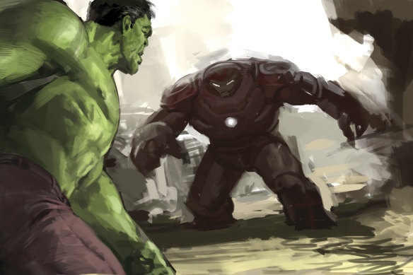 Not Boris Johnson: The Hulk goes up against Iron-Man. 