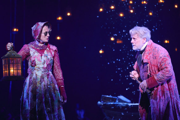 Samantha Morley (left) as the Ghost of Christmas Present.