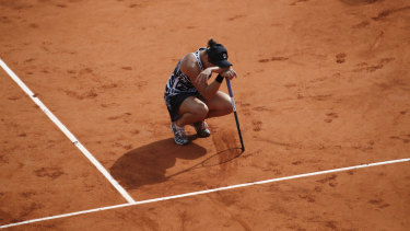 Australia's Ashleigh Barty reacts to winning her maiden grand slam at the French Open.