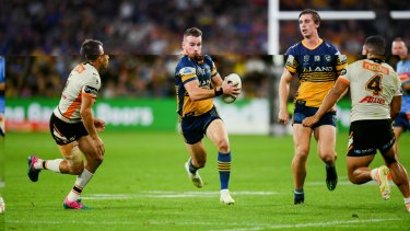 They were trying to say it was their home: Clint Gutherson and the Eels showed Wests Tigers who's boss at the new Bankwest Stadium on Easter Monday.