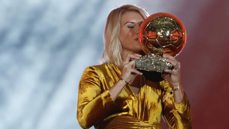 Historic: Lyon star Ada Hegerberg won the inaugural Ballon d'Or as women's player of the year.