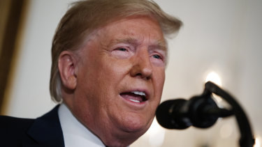 US President Donald Trump speaks about the mass shootings in El Paso, Texas and Dayton, Ohio.