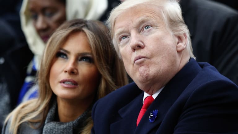 Donald Trump with his wife Melania at the armistice day event in Paris.