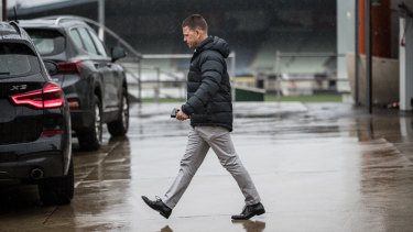 Long walk: Brendon Bolton during his final visit to Ikon Park