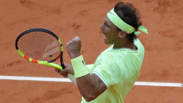Charging ahead: Spain's Rafael Nadal claimed a straight-sets win to move through to the French Open final.