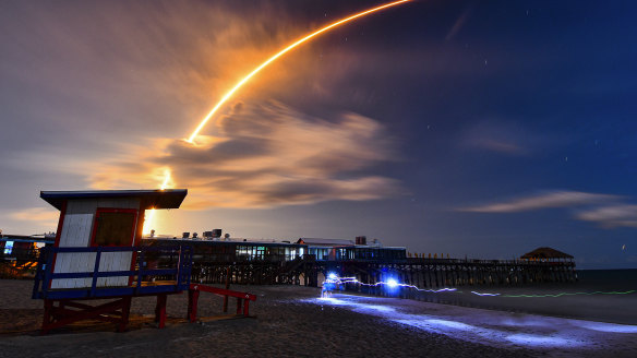 A SpaceX Falcon 9 rocket lifts off from Cape Canaveral Space Force Station, Fla.