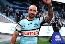 Braydon Trindall salutes the Sharks fans.