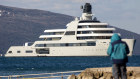 The superyacht, Solaris, owned by Roman Abramovich off the coast of Montenegro.