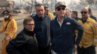 California Governor Gavin Newsom and Los Angeles Mayor Karen Bass tour the downtown business district of Pacific Palisades.