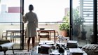 Discreet space: Model and SJB architect Olivia Domazet in a second-floor apartment at the SJB-designed Casba apartment building, in inner-southern Sydney’s Waterloo.