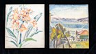 Grace Cossington Smith’s oil panting Pittwater, View to Lion Island, c.1930, right, was found inside a frame displaying ???, left, during an inspection at Davidsons auction house.