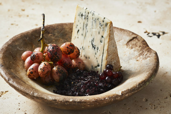 Gently blistered grapes pair well with soft cheeses.
