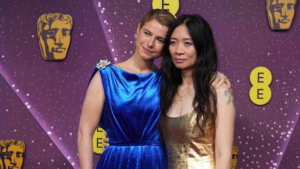 Oscar winner Jessie Buckley and Zhao at the 79th British Academy Film Awards in February.