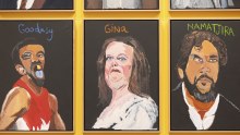 Vincent Namatjira’s portrait of Gina Rinehart at the National Gallery of Australia.
