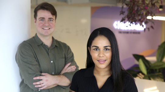 Founder of HealthMatch Manuri Gunawardena with HealthMatch COO Tate Stubbs pictured earlier this year, 