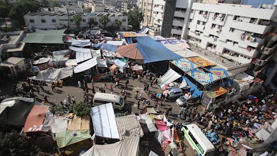 An aerial view shows the compound of Al Shifa hospital, Gaza City, this month.
