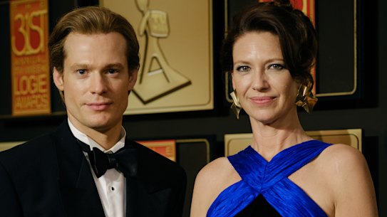 Dale Jennings (Sam Reid) and Helen Norville (Anna Torv) at the 31st Logies Awards in The Newsreader.