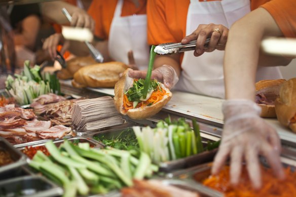 The banh mi counter at Nhu Lan.