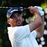 Jason Day drives at Augusta in 2024.