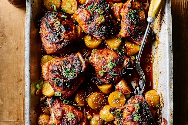 John Gregory-Smith's Korean garlic chicken traybake recipe.