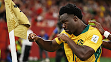 Nestory Irankunda celebrates his goal.