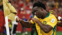 Nestory Irankunda celebrates his goal.