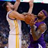 Andrew Bogut and DeMarcus Cousins tangle in 2015. 