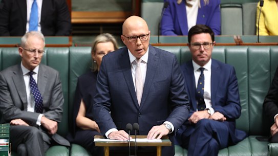 Opposition Leader Peter Dutton delivers his budget reply speech on Thursday night.