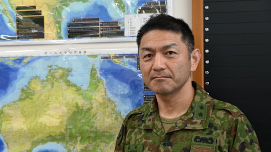 Major General Toshikatsu Musha, commander of Japan’s Amphibious Rapid Deployment Brigade at Camp Ainoura in Sasebo, Japan.