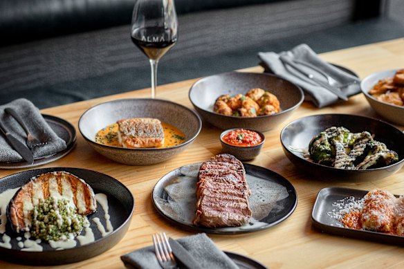 Dishes include Hopkins River sirloin, and roast pumpkin with green mole.