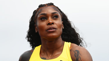 Elaine Thompson-Herah after her 100m heat run on Tuesday in Birmingham. 