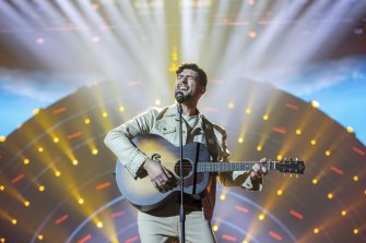 Estonia’s Stefan performing Hope at the 2022 Eurovision Song Contest.