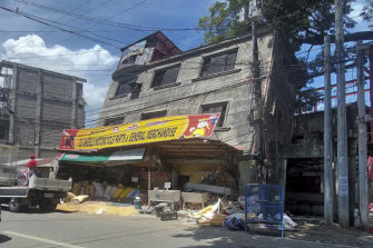 A damaged building after a strong quake hit Bangued, Abra province, northern Philippines on Wednesday.
