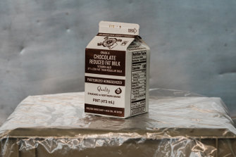 A single serving of chocolate milk