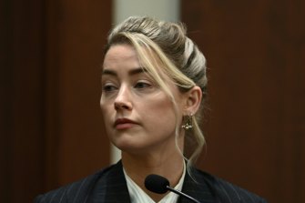 Actor Amber Heard testifies in the courtroom on Tuesday.