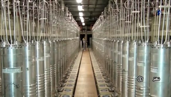 An image from video released by Islamic Republic of Iran Broadcasting shows centrifuge machines at the Natanz nuclear site. 