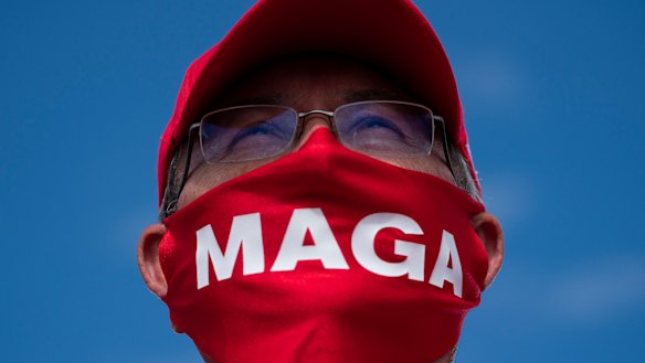 A supporter of President Donald Trump  at a North Carolina rally on October 15.