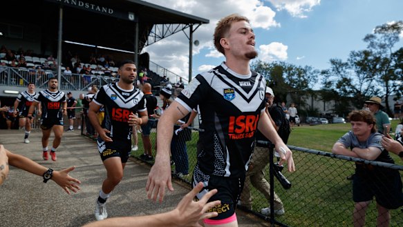 Lachlan Galvin runs out for the Western Suburbs Magpies on Monday after being dropped to the NSW Cup.