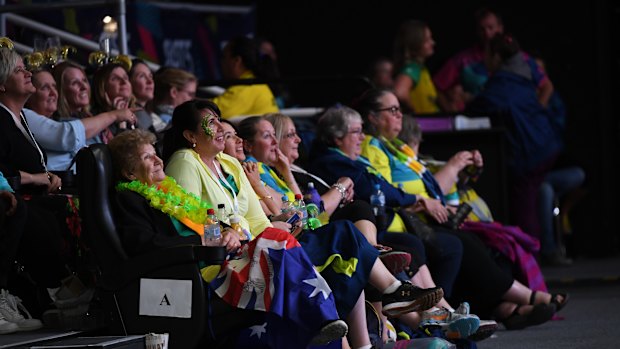 Out in force: Australian fans during the Fast 5 World Netball Series at Hisense Arena in Melbourne.