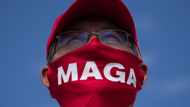 A supporter of President Donald Trump  at a North Carolina rally on October 15.