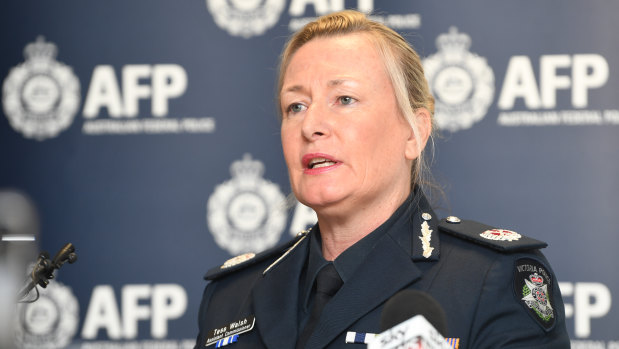 Victoria Police Assistant Commissioner Tess Walsh addresses the media in connection with the drug arrests.