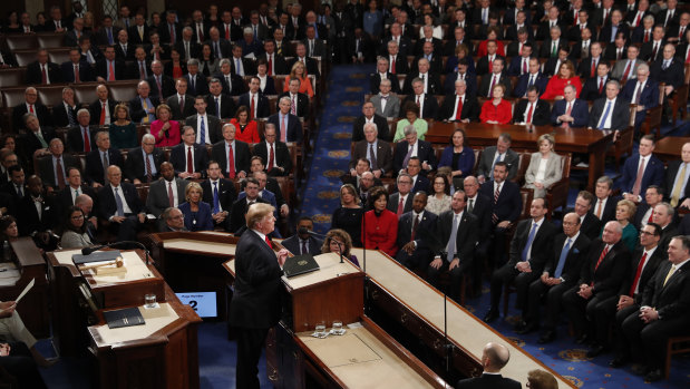 President Donald Trump delivers his 2019 State of the Union address to a joint session of Congress on Capitol Hill.