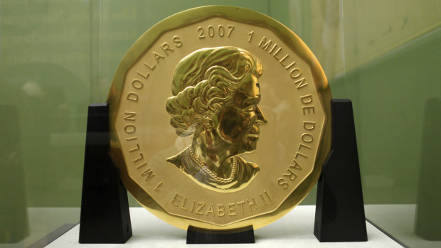 The 'Big Maple Leaf' gold coin  in the Bode Museum in Berlin. 