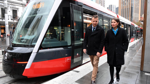 Transport Minister Andrew Constance, pictured with Premier Gladys Berejiklian, has said his priorities are the first stage of Parramatta's light rail line and a new metro line.