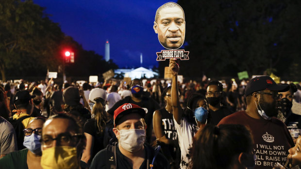 Demonstrators protesting near the White House in Washington.