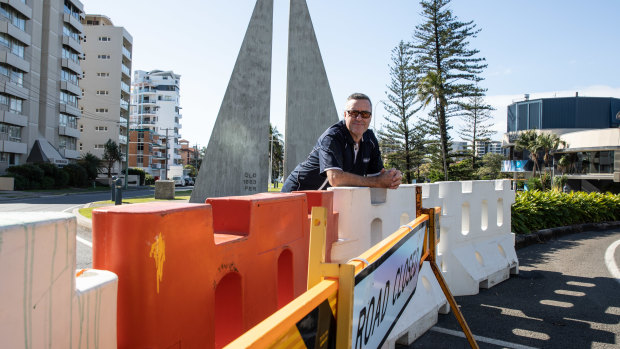 The border closure between Queensland and NSW at Coolangatta. 