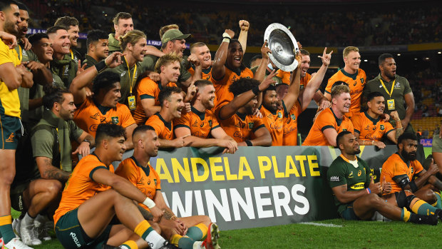 Silverware: the Wallabies backed up to beat the Springboks twice this year. 